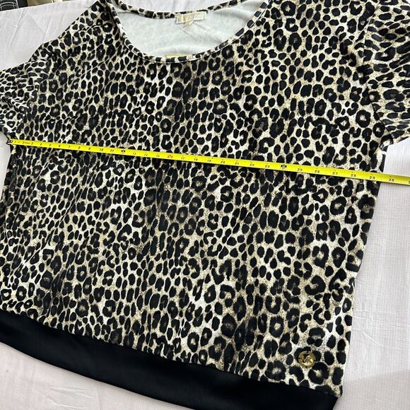 Michael Kors Women’s Animal Leopard Print Brown Black Long Sleeve Top Size 4X - Picture 5 of 10